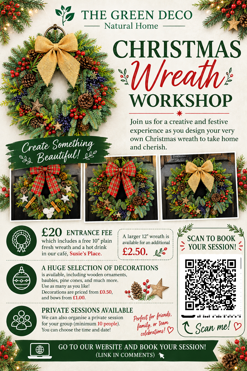 christmas wreath workshop poster QR fixed